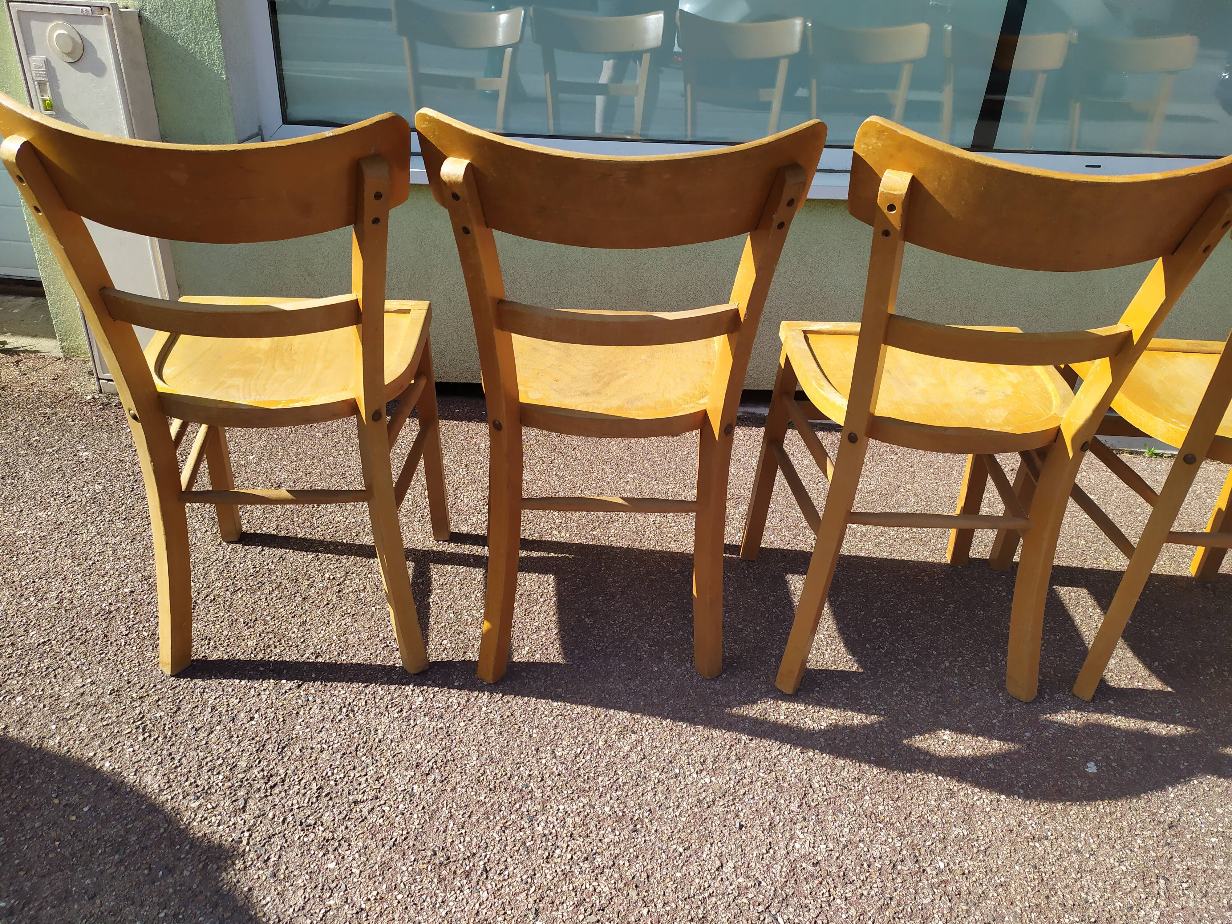 Set of 6 wooden bistro chairs 50/60s