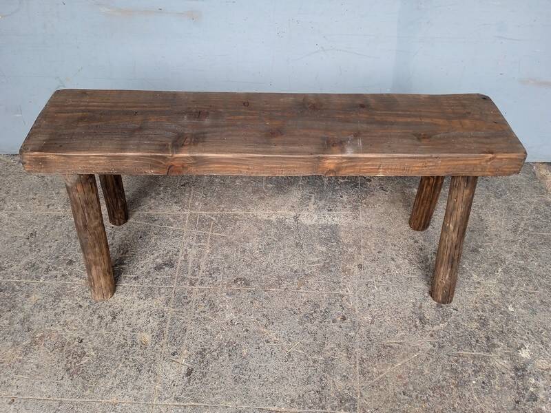 Bench 100 cm old solid wood with patina