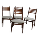 4 chaises teck tissus moiré gris blanc Scandinaves 1960 Danematk