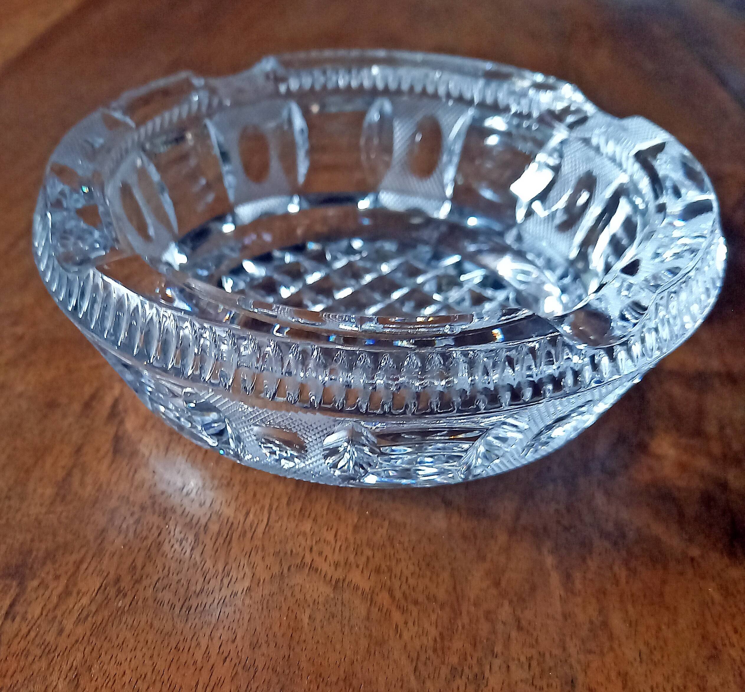 Old cut crystal ashtray Art Deco decor Vintage 40s/50s