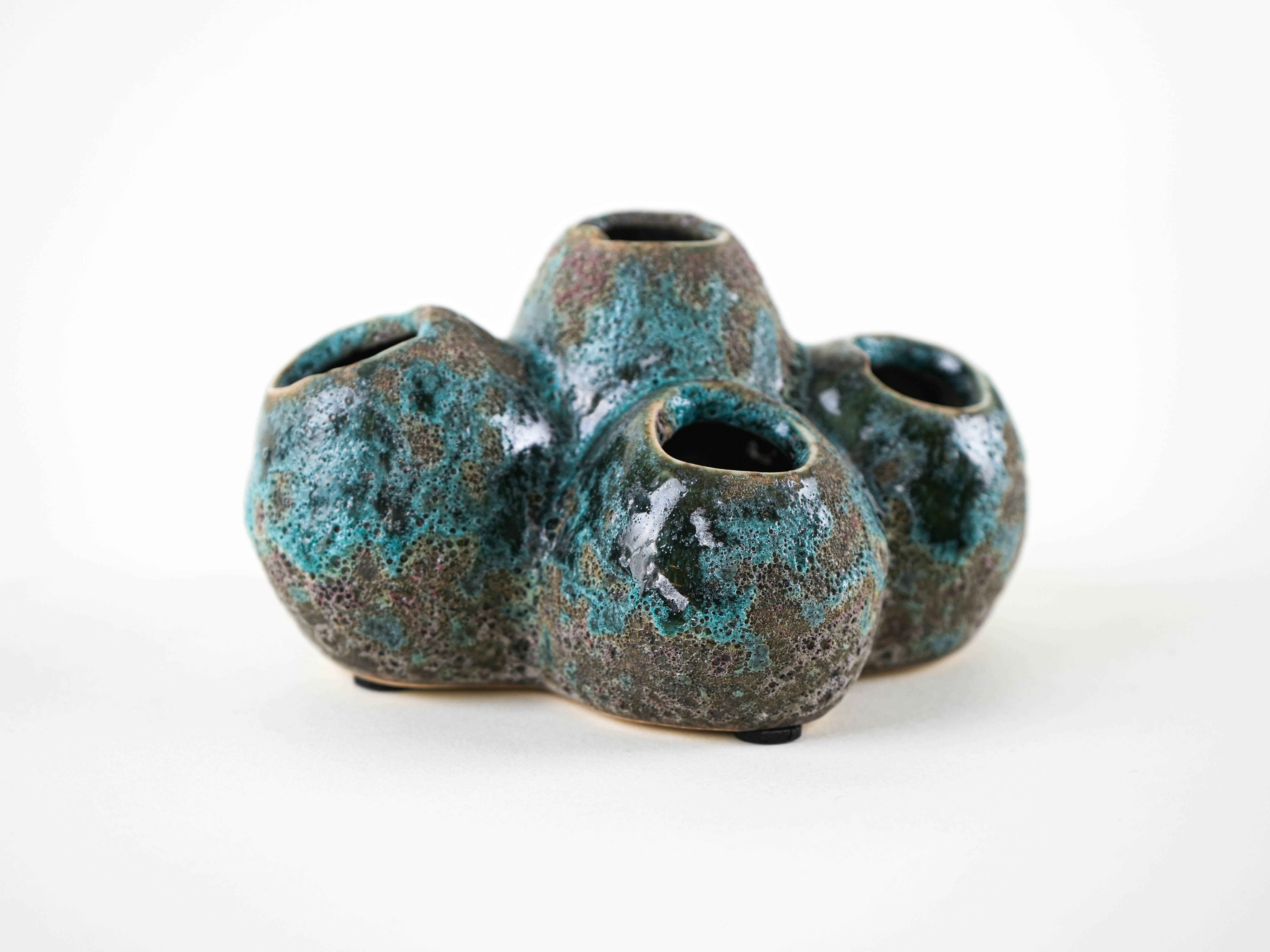 Ceramic vase – flower frog, Danish design, 1960s, made in Denmark