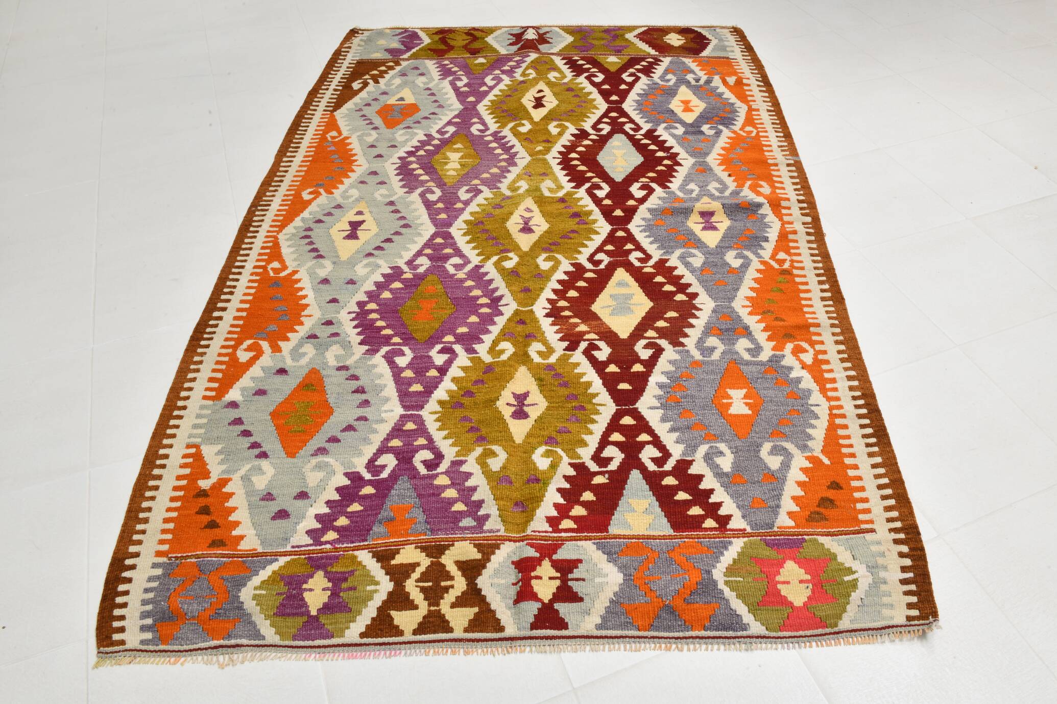 5x8 Geometric Handmade Wool Persian Kilim Rug, 171x260Cm