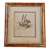 André Margat (1903-1999) - Dry pastel on paper - Rider or huntsman on horseback - Signed and dedicated