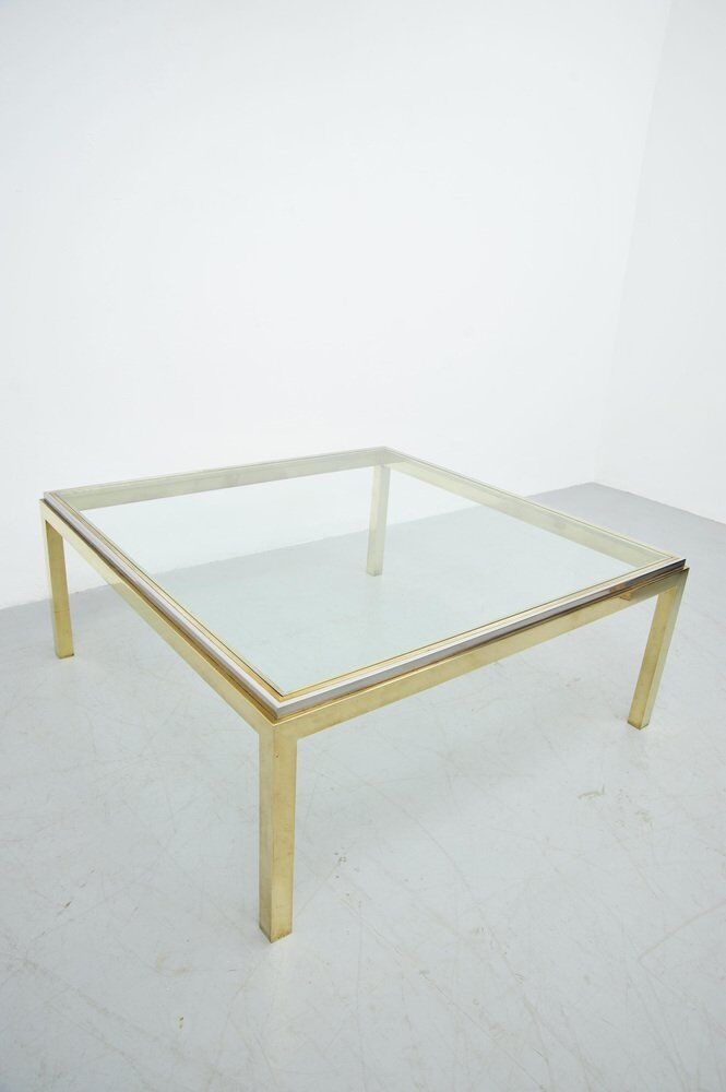 Hollywood Regency two-tone coffee table with glass top,  1970s