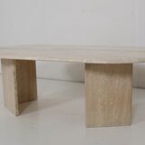 Oval travertine coffee table