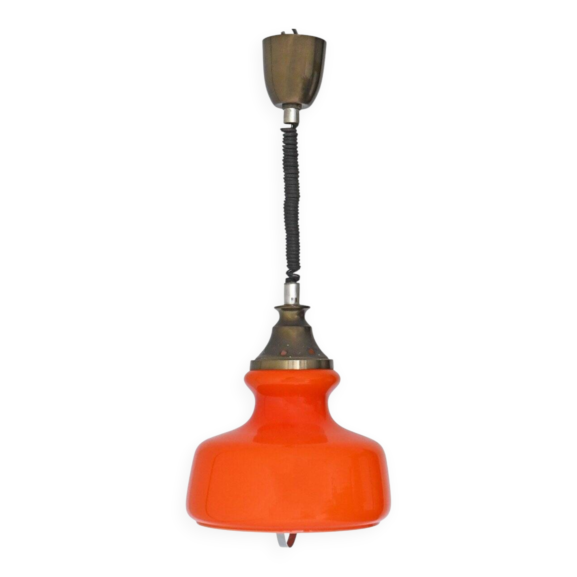 Suspension en opaline orange des années 1960