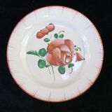 Assiette en faience de l'est rose rouge 19eme Luneville islettes st clement nº2