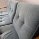 Banquette velours et bois clair, scandinave vers 1960/70
