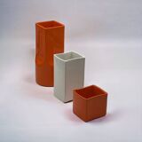 Vases Gabbianelli en céramique de l'âge de l'espace, orange et blanc, années 1960