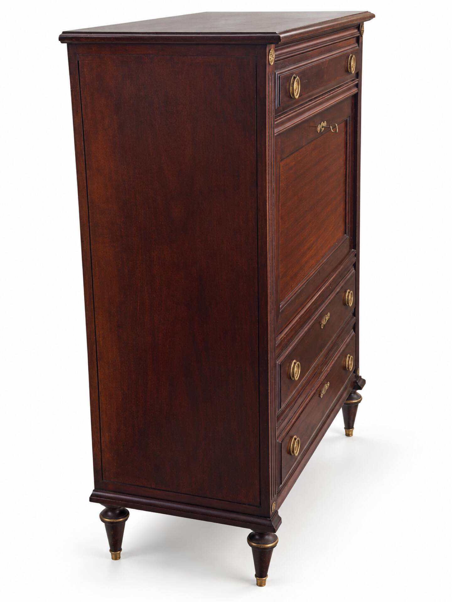 Secretary with a drop-leaf in mahogany in the Louis XVI style.