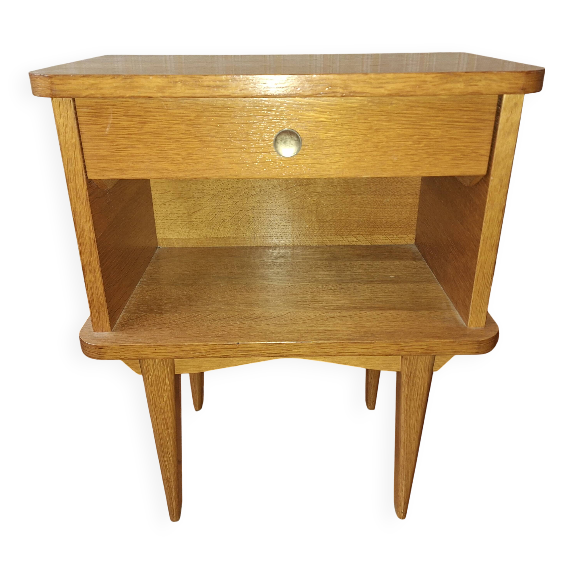 Blond wood bedside table