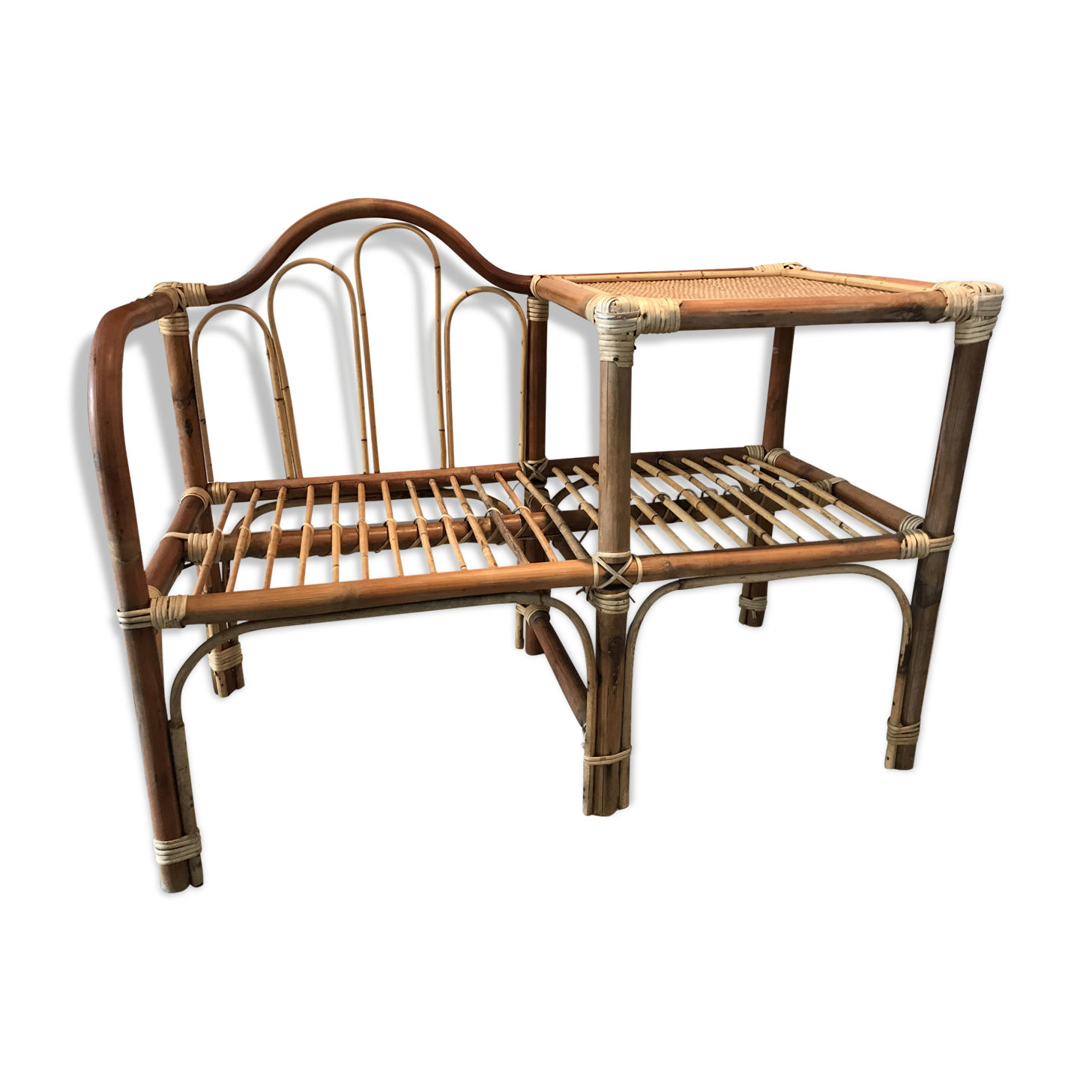 Telephone cabinet with seat