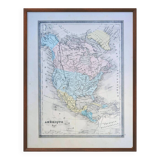 North America, old map, printed in 1852.