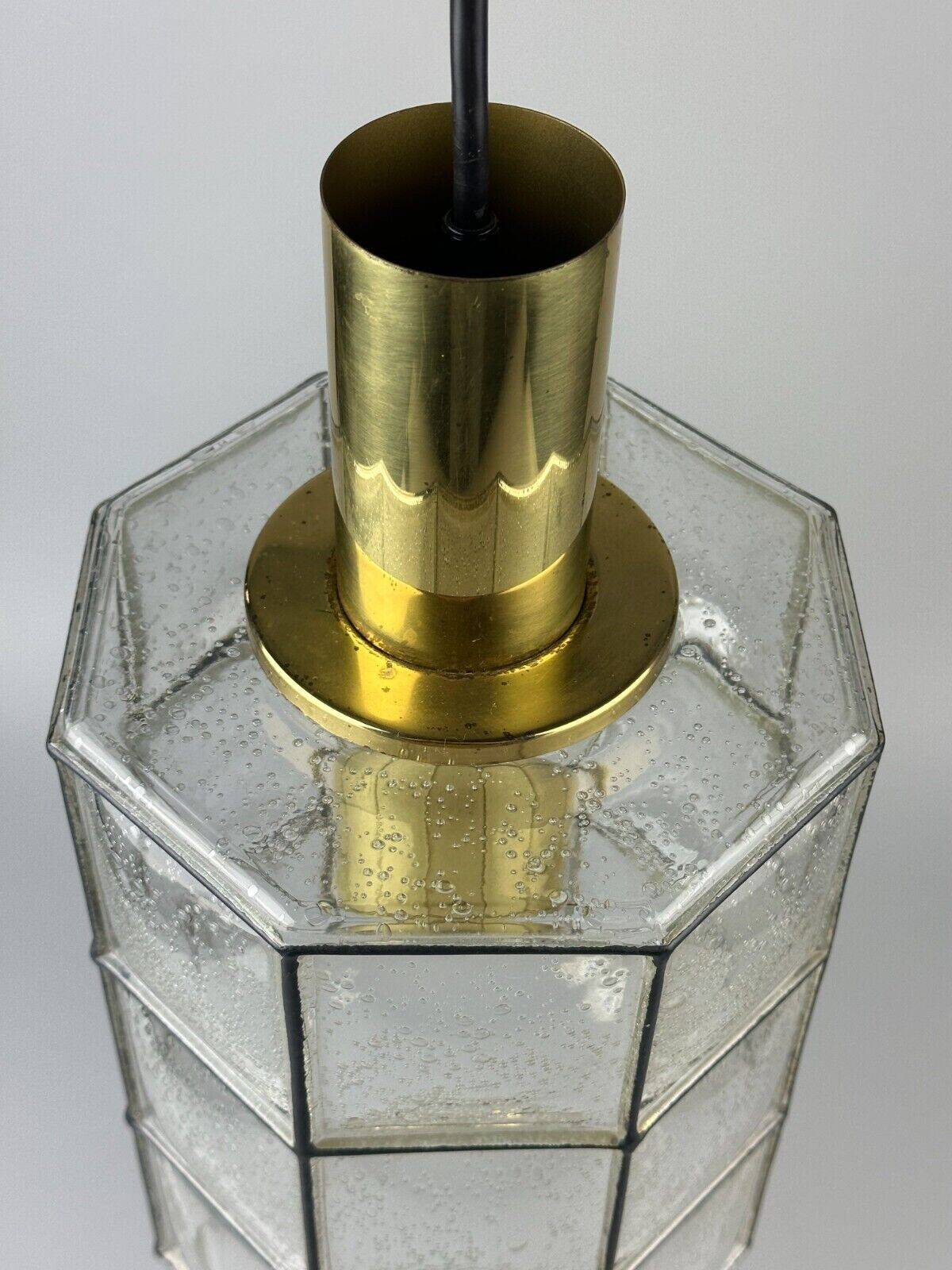 60s 70s ceiling lamp Glashütte Limburg Germany glass & brass Space Age