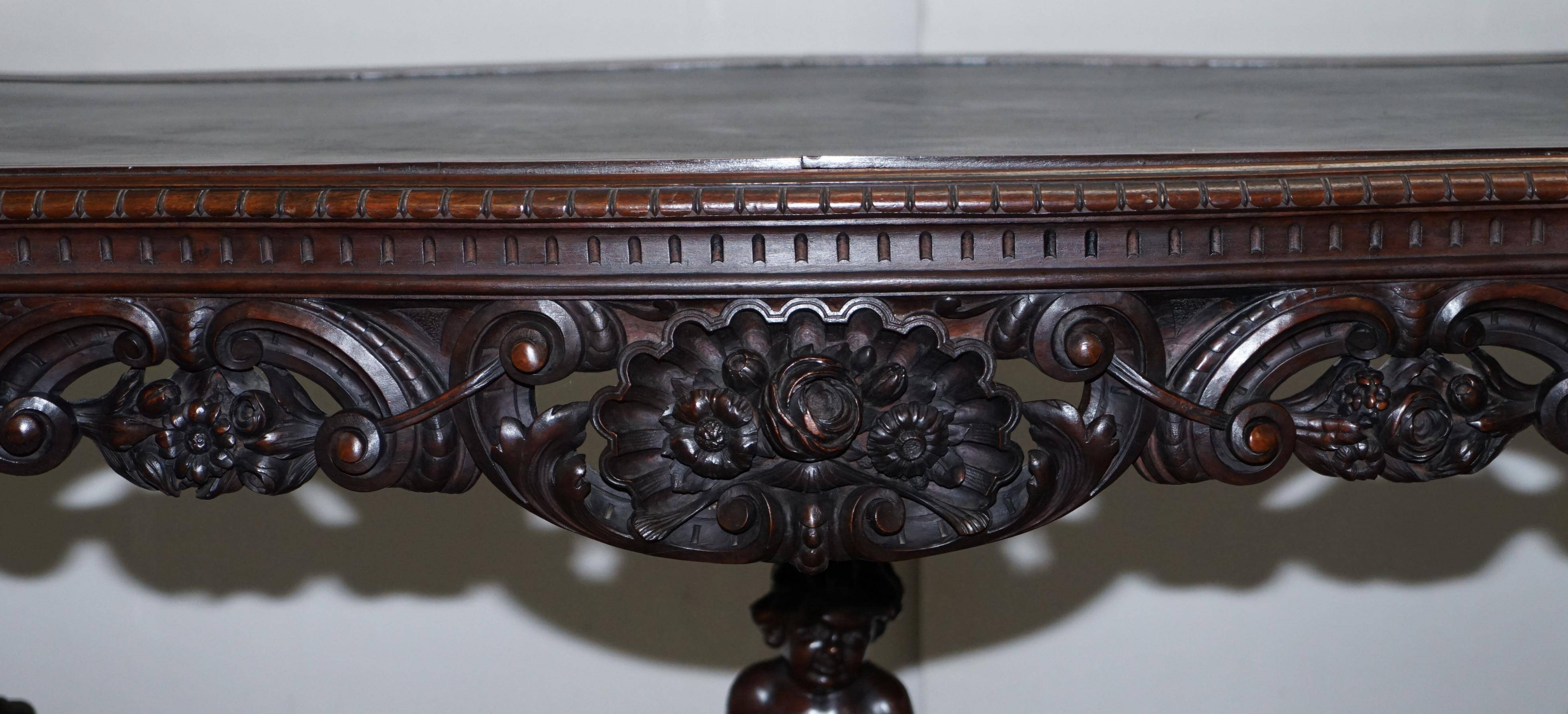 Antique walnut library table by Angiolo Barbetti