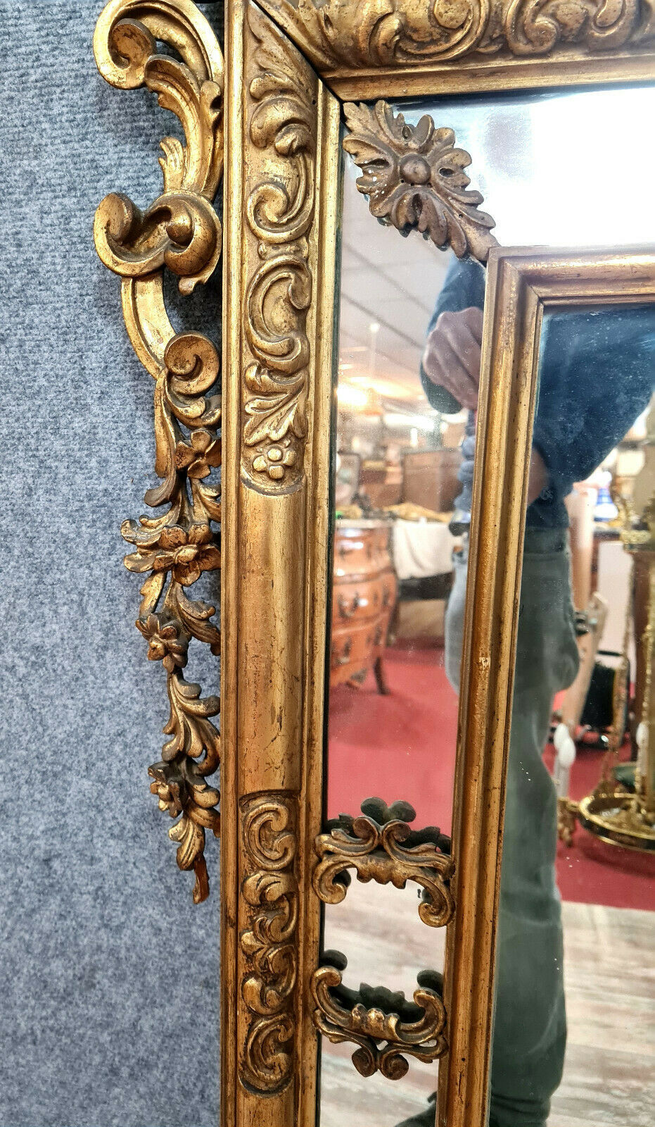 mirror Louis XV- Regency a pare closed in gilded wood around 1850-1880   166x93cm
