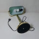 Brass green banker's lamp and vintage glass paste