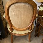 Louis XVI style medallion armchair with floral needlepoint tapestry
