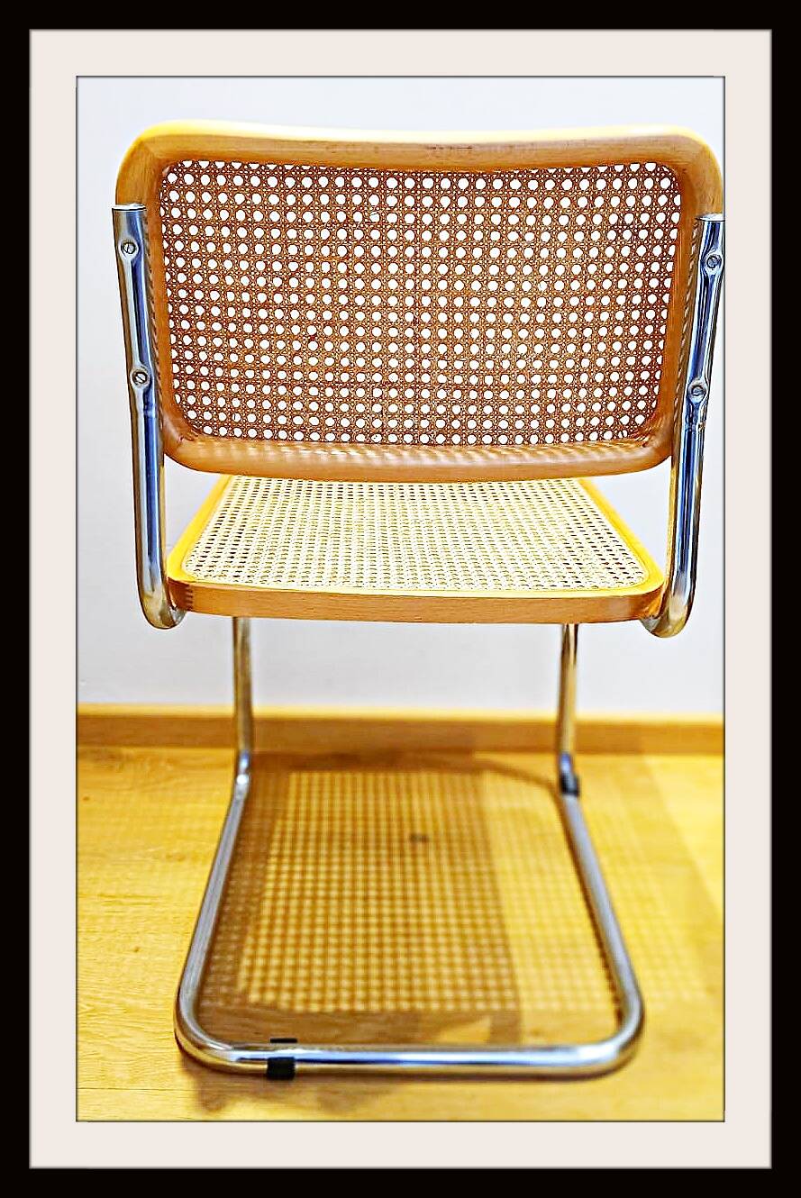 Set of 2 chairs by designer Marcel Breuer - Chromed steel - Wood (beech) - Canework