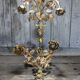 Pair of bronze and gold metal floral wall sconces, flower wall lamp.