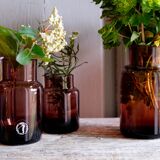 Set 5 vases in blown glass art glass ALLEX, Drôme