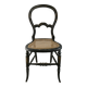 Napoleon III cane chair in blackened wood and mother-of-pearl