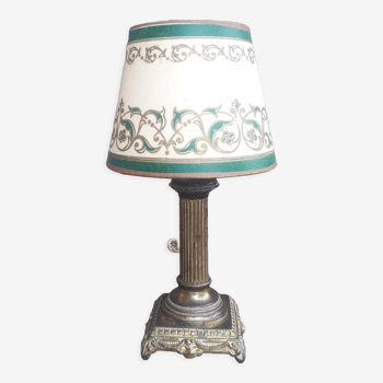 Lampe de chevet ancienne, pied laiton 1940