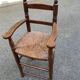 Réhausseur chaise haute enfant du 19ème en bois massif paillée
