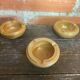 Set of 3 Vintage Beige Stoneware Ashtrays Made in France