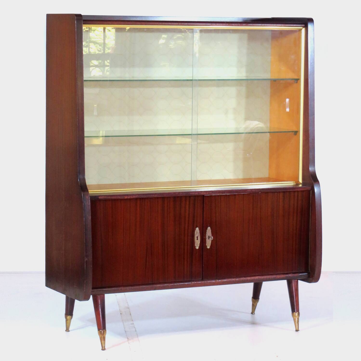 Art Deco display cabinet with sliding glass doors, 1930s