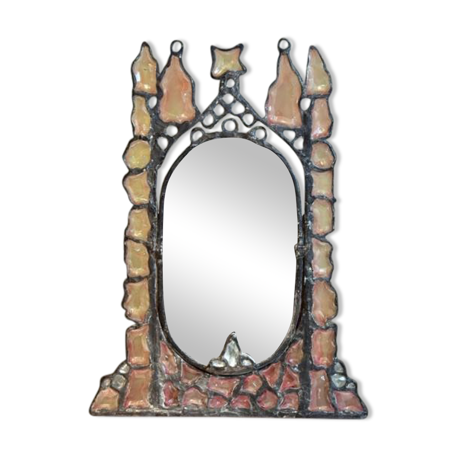 Tinted glass and lead mirror