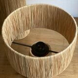 Minimalist raffia bedside table lamp