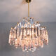 Large Venini Mid Century Italian Modern Triedri Murano Glass Chandelier