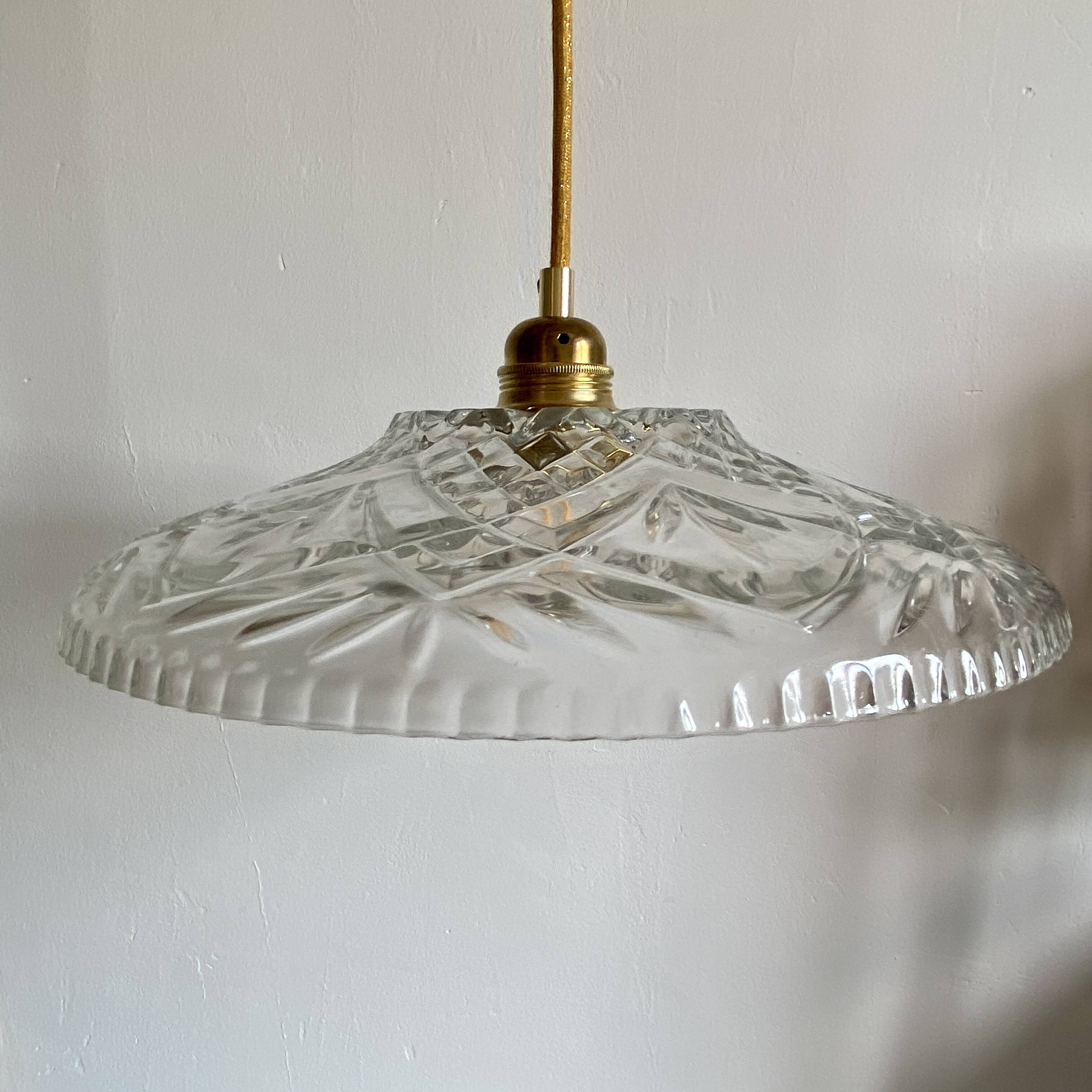 Vintage moulded glass pendant light - tableware collection -
