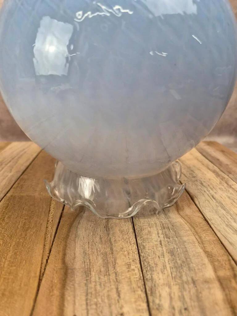Vintage lampshade in light blue opaline glass – textured milky glass