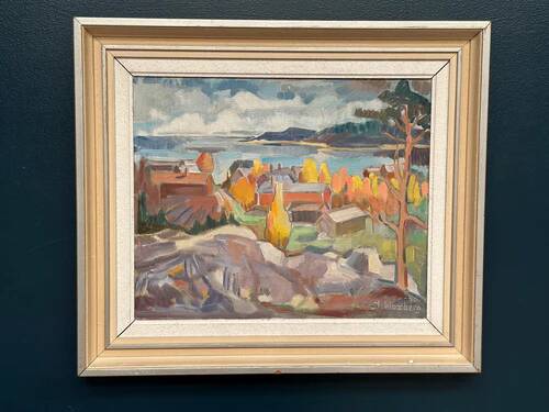 Swedish Oil On Panel "Autumn landscape" by J. Woxberg
