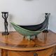 Large sculptural tripod bowl Ceramidi – Black/green glazed ceramic