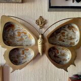 XL butterfly-shaped brass cloisonné trinket tray