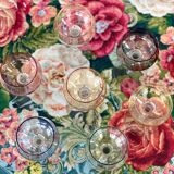 7 vintage iridescent foot glasses