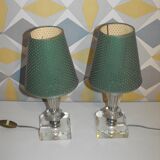 Pair of 50s table lamps in glass