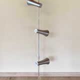 Floor lamp with 3 adjustable spots in stainless steel, 1970's