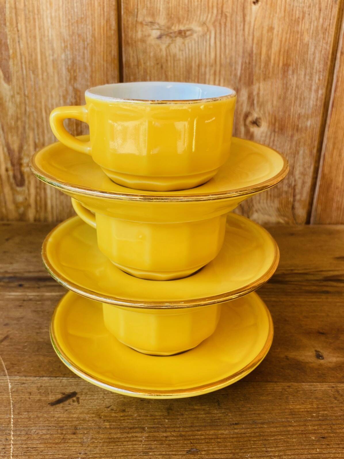 Apilco yellow bistro coffee cups