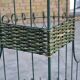 Corner shelf/plant stand in wrought iron and rattan