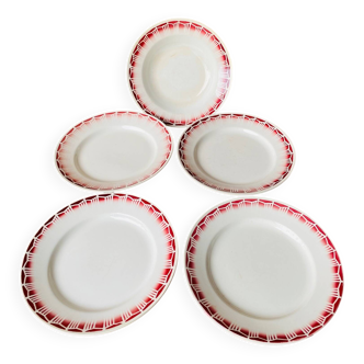 Set of 5 old Ceranord St Amand plates