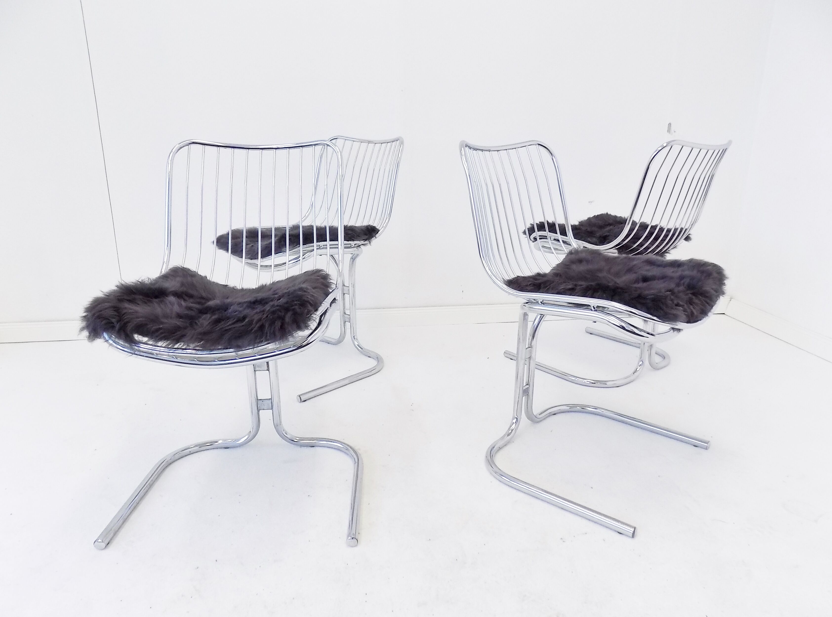 Rima set of 4 Radiofreccia chrome chairs by Gastone Rinaldi