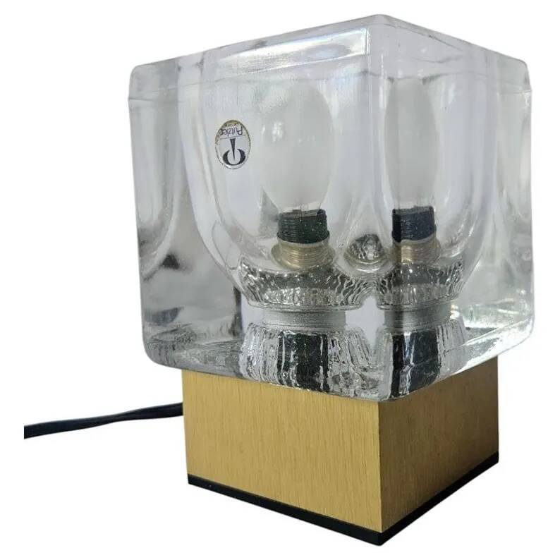 Midcentury Rare Ice Cube Glass Table Lamp, Peill & Putzler, Germany, 1970s
