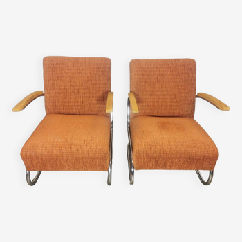 Bauhaus Chrome S411 Armchairs by Willem Hendrik Gispen for Mücke Melder, Set of 2