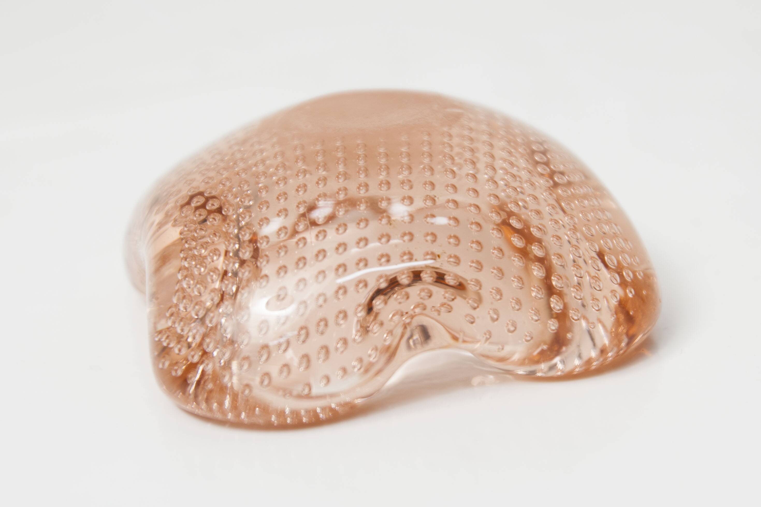 Murano ashtray, pink with bubbles, 1960, 7.5cm
