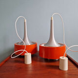 Pair of Scandinavian brushed aluminium pendants, Philips, 1960s