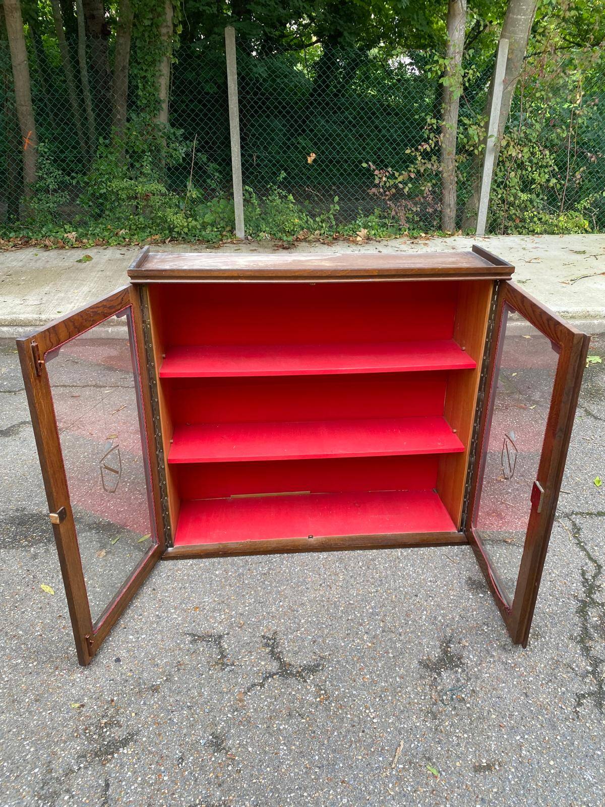 Basque Spanish wooden display cabinet buffet with 2 glass panels